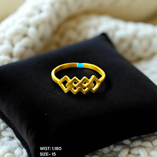 TRJ (SIZE: 15) WGT: 1.180 GM APPROX BIS CERTIFIED HUID HALLMARK 9KT GOLD FINGER RING FOR WOMEN 1 PIECE FOR REGULAR USE.