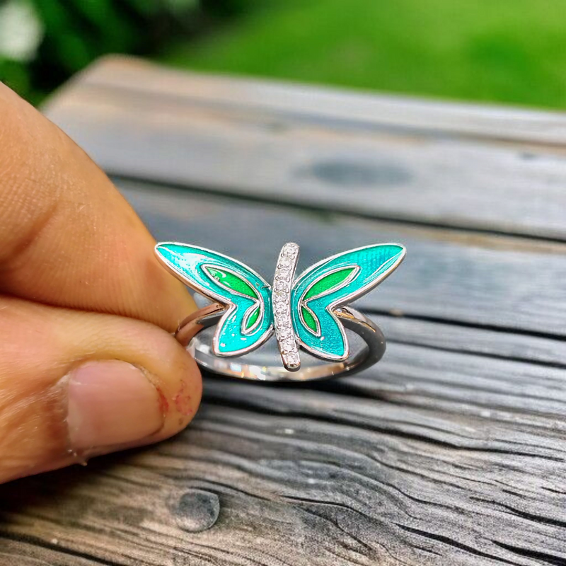 RAJLAXMI HALLMARK 925 SILVER FINGER BUTTERFLY MINAKARI DESIGN RING 1 PIECE FOR WOMEN FOR REGULAR USE - BEST FOR GIFTING (SOLD ON MRP)