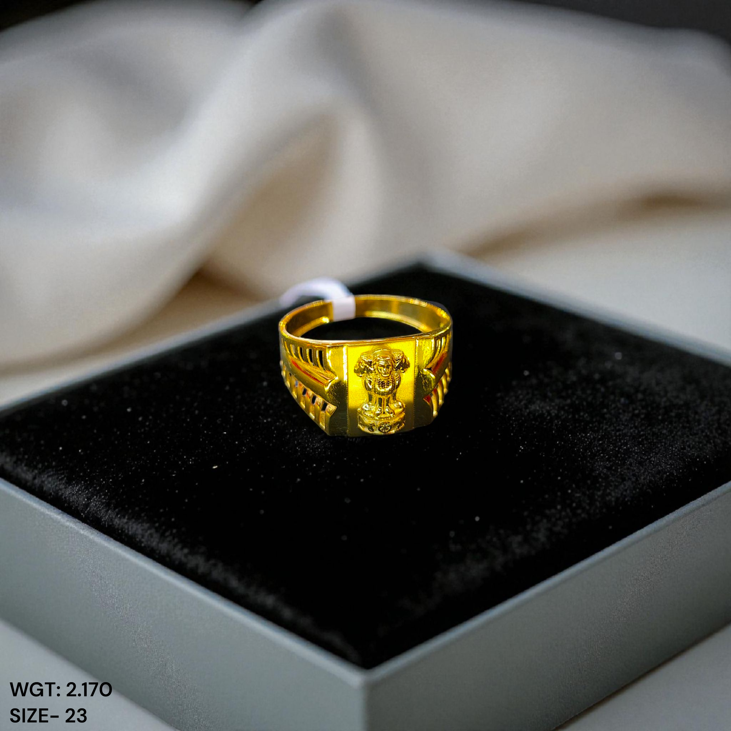 (GGFR9) TRJ (SIZE: 23) WGT: 2.170 GM APPROX BIS CERTIFIED HUID HALLMARK 9KT GOLD FINGER RING FOR MEN 1 PIECE FOR REGULAR USE.