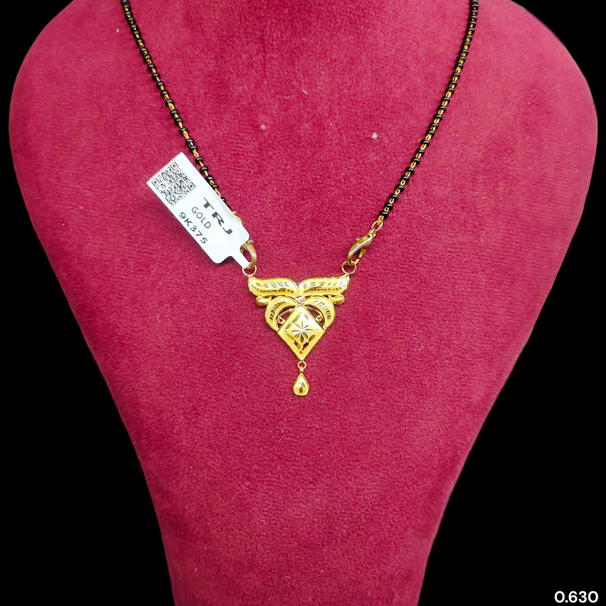 GPM9K- (WGT: 0.630 GM APPROX) BIS CERTIFIED HUID HALLMARK 375 9KT GOLD PENDANT FOR WOMEN 1 PIECE WITH FREE MANGALSUTRA & TASSEL. (1YQP7H)