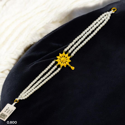 PEARL CHOKER- CERTIFIED BIS HUID HALLMARK 916 22KT GOLD MOTI CHOKER 1 PIECE (WGT:0.800 GM) WITH ADJUSTABLE TASSEL FOR GIFT IN MARRIAGE.