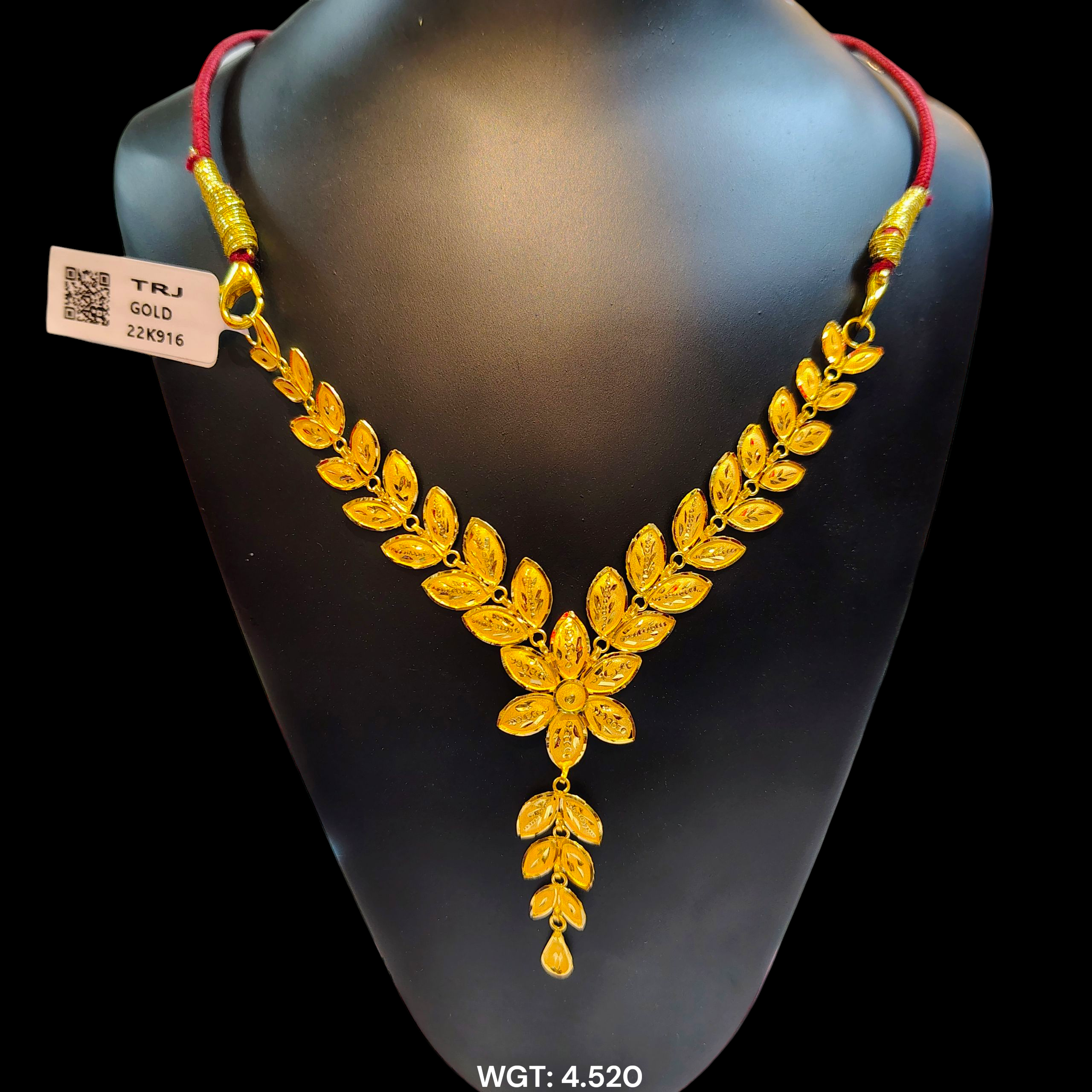 (GCN22) BIS CERTIFIED HUID HALLMARK 916 22KT GOLD NECKLACE CHOKER (APPROX WGT: 4.520 GM) 1 PIECE FOR WOMEN.