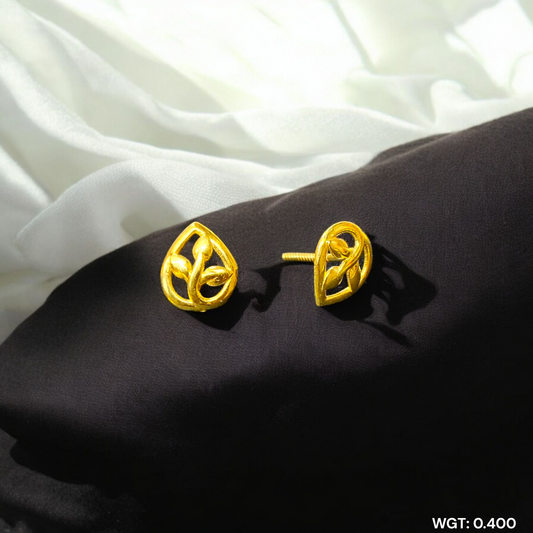 (GSE9) TRJ BABY TOPS WGT: 0.400 GM APPROX BIS CERTIFIED HUID HALLMARK 9KT GOLD STUD EARRINGS FOR WOMEN 1 PAIR FOR REGULAR USE.