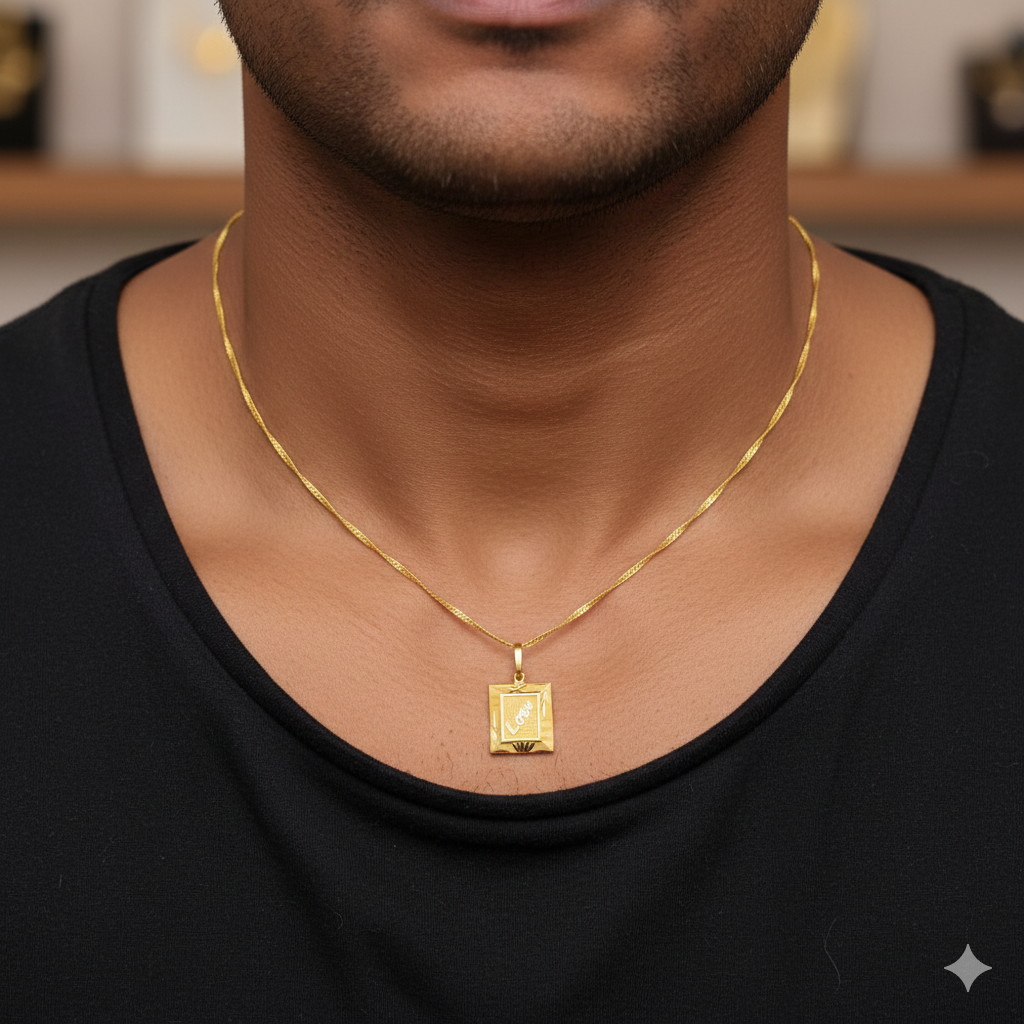 GOLD LOCKET BOYS- WGT: 0.480 GM APPROX BIS CERTIFIED HUID HALLMARK 9KT GOLD LOCKET FOR MEN 1 PIECE. (CHAIN NOT INCLUDED).