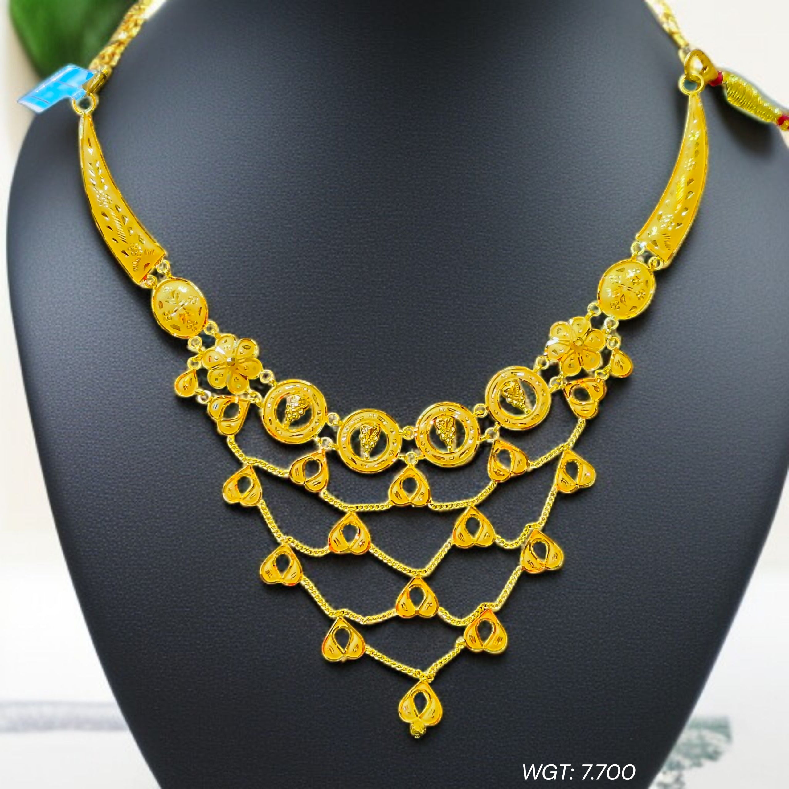 (GCN22) BIS CERTIFIED HUID HALLMARK 916 22KT GOLD NECKLACE CHOKER (APPROX WGT: 7.700 GM) 1 PIECE FOR WOMEN.