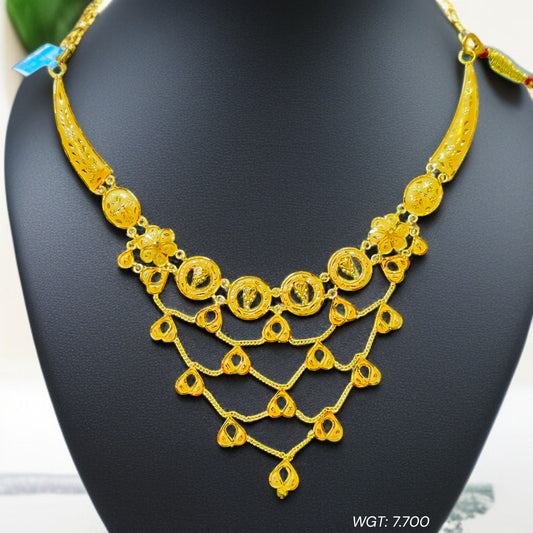 (GCN22) BIS CERTIFIED HUID HALLMARK 916 22KT GOLD NECKLACE CHOKER (APPROX WGT: 7.700 GM) 1 PIECE FOR WOMEN.