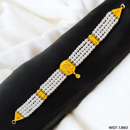 CERTIFIED BIS HUID HALLMARK 916 22KT GOLD MOTI CHOKER 1 PIECE (WGT:1.860 GM) WITH ADJUSTABLE TASSEL FOR GIFT IN MARRIAGE.