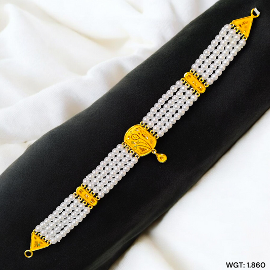 CERTIFIED BIS HUID HALLMARK 916 22KT GOLD MOTI CHOKER 1 PIECE (WGT:1.860 GM) WITH ADJUSTABLE TASSEL FOR GIFT IN MARRIAGE.
