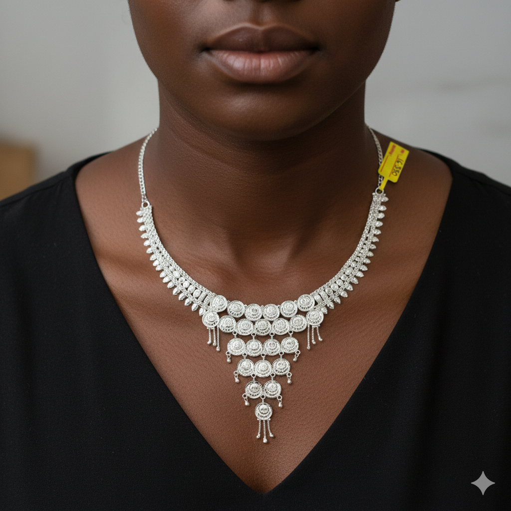 SILVER NECKLACE- CERTIFIED HALLMARK 925 SILVER NECKLACE APPROX WGT: 16.350 GM (1 PIECE) WITH TASSEL FOR BEAUTIFUL WOMEN.