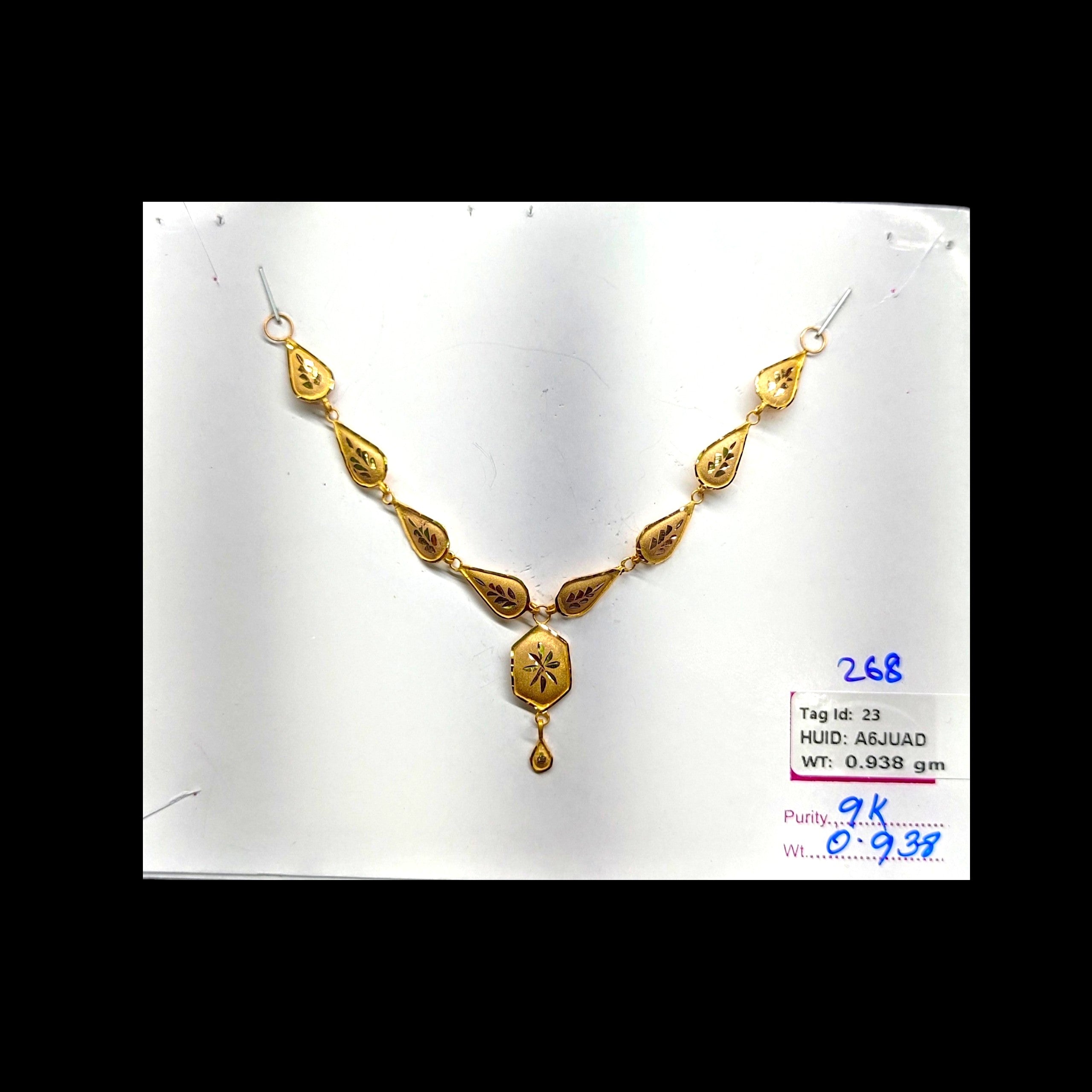 GOLD CHOKER NECKLACE-(WGT: 0.938 GM APPROX) BIS CERTIFIED HUID HALLMARK 9KT GOLD NECKLACE 1 PIECE FOR WOMEN.