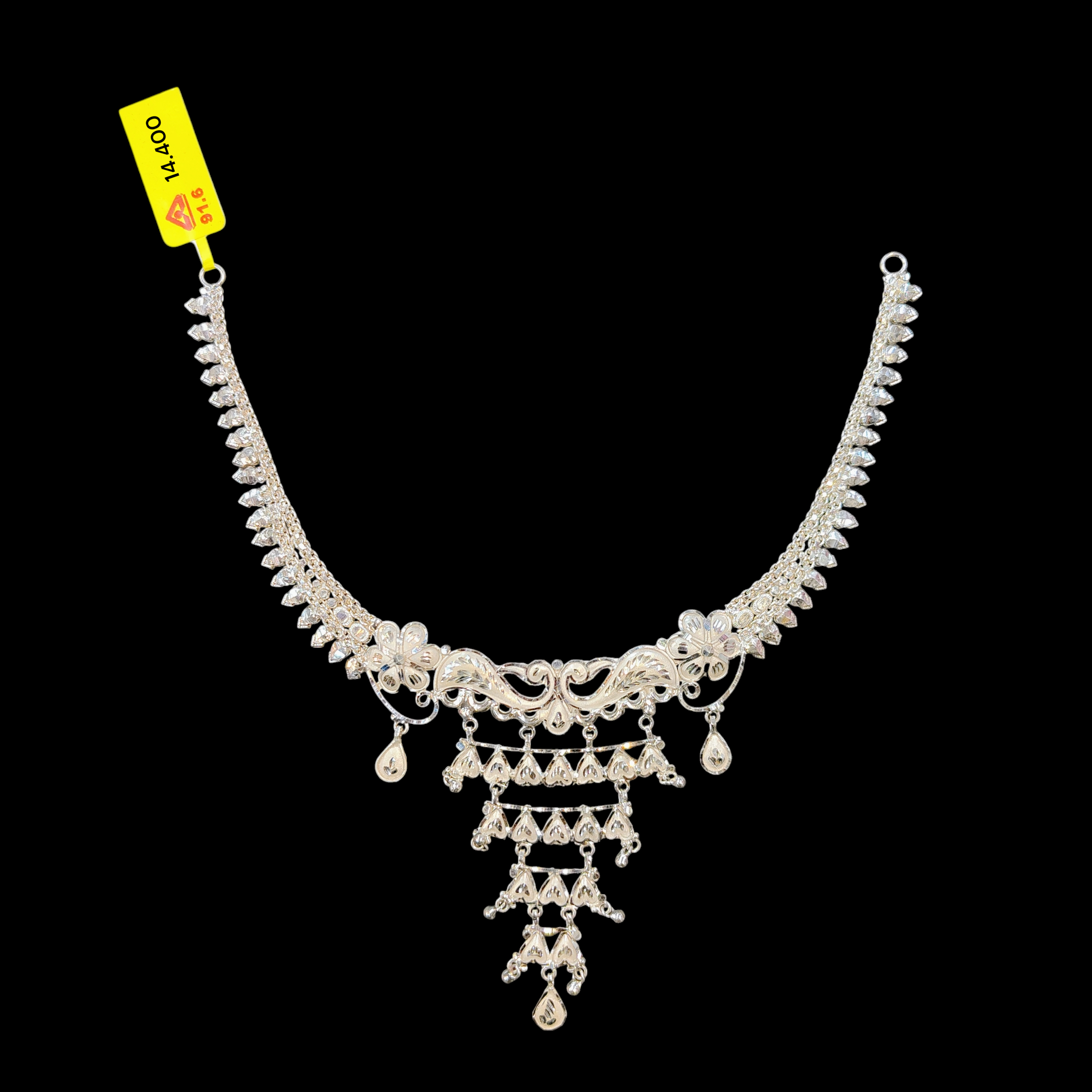 SILVER NECKLACE- CERTIFIED HALLMARK 925 SILVER NECKLACE APPROX WGT: 14.400 GM (1 PIECE) WITH TASSEL FOR BEAUTIFUL WOMEN.