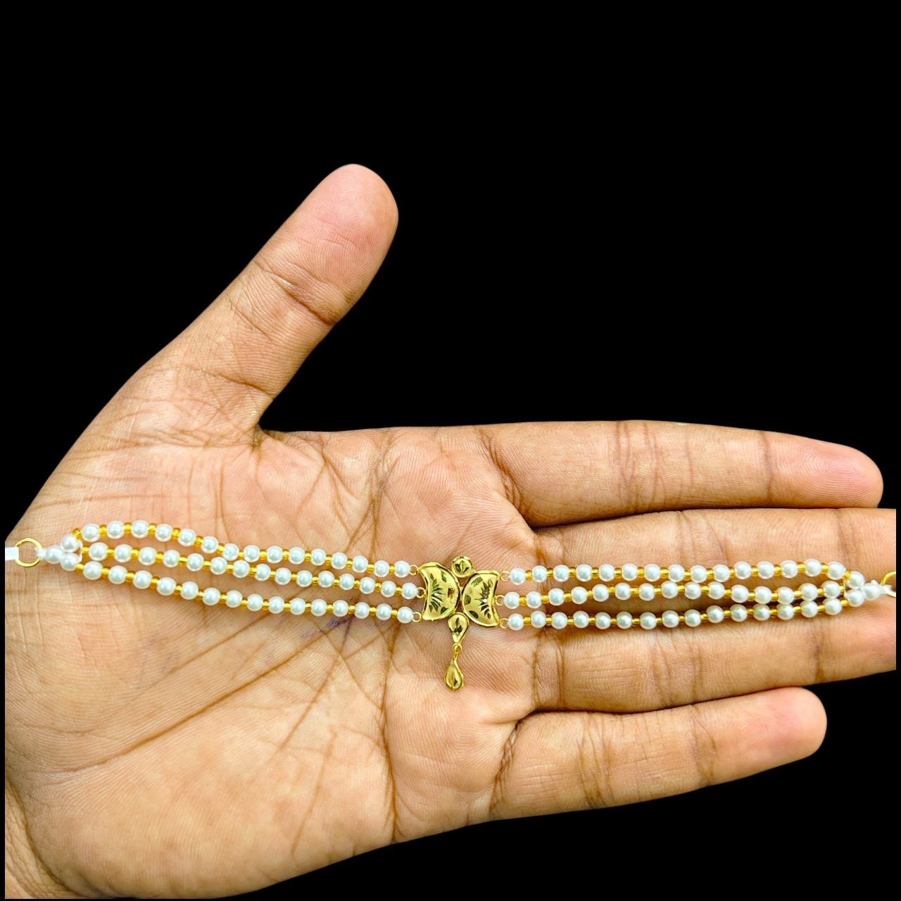 GOLD MOTI CHOKER- (WGT: 0.380 GM APPROX) BIS CERTIFIED HUID HALLMARK 375 9KT GOLD MOTI CHOKER 1 PIECE WITH ADJUSTABLE TASSEL FOR GIFT IN MARRIAGE.