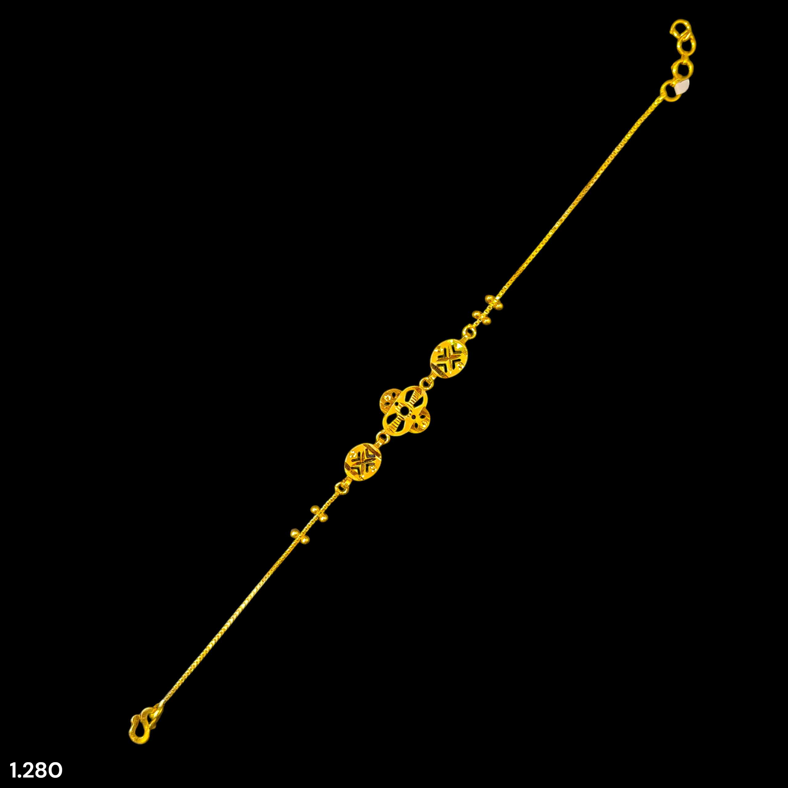 GOLD WRISTLET- BIS CERTIFIED HUID HALLMARK 375 9KT GOLD WRISTLET APPROX WGT: 1.280 FOR WOMEN.