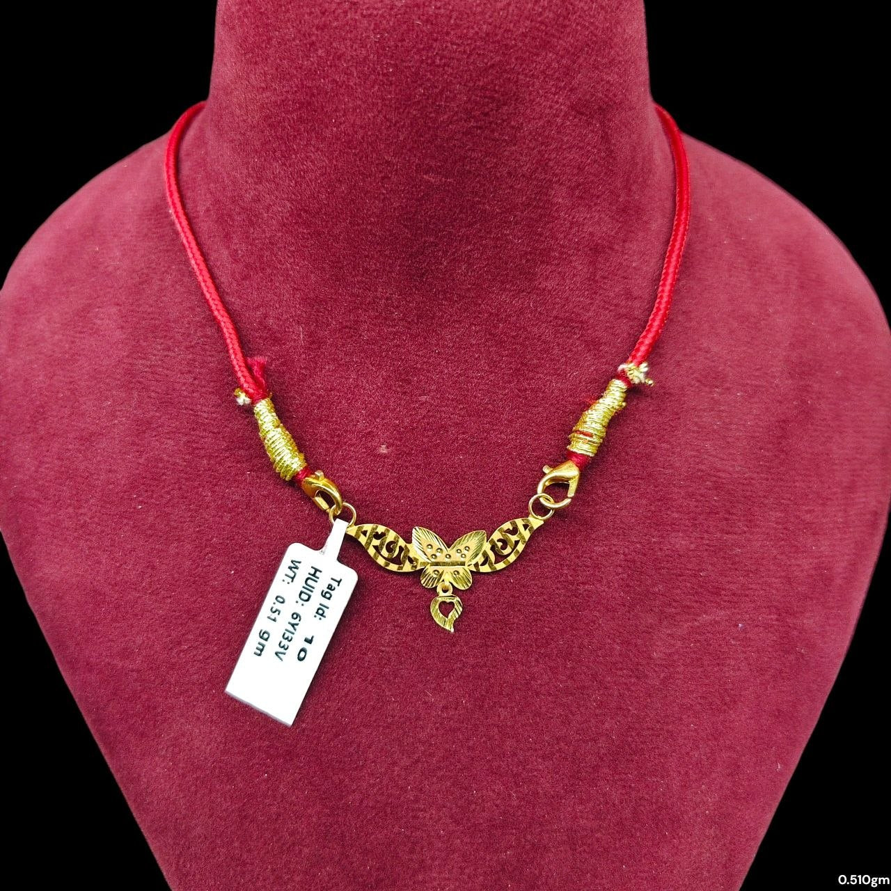 GOLD PENDANT- (WGT: 0.510 GM APPROX) BIS CERTIFIED HUID HALLMARK 375 9KT GOLD PENDANT FOR WOMEN 1 PIECE WITH FREE MANGALSUTRA & TASSEL.