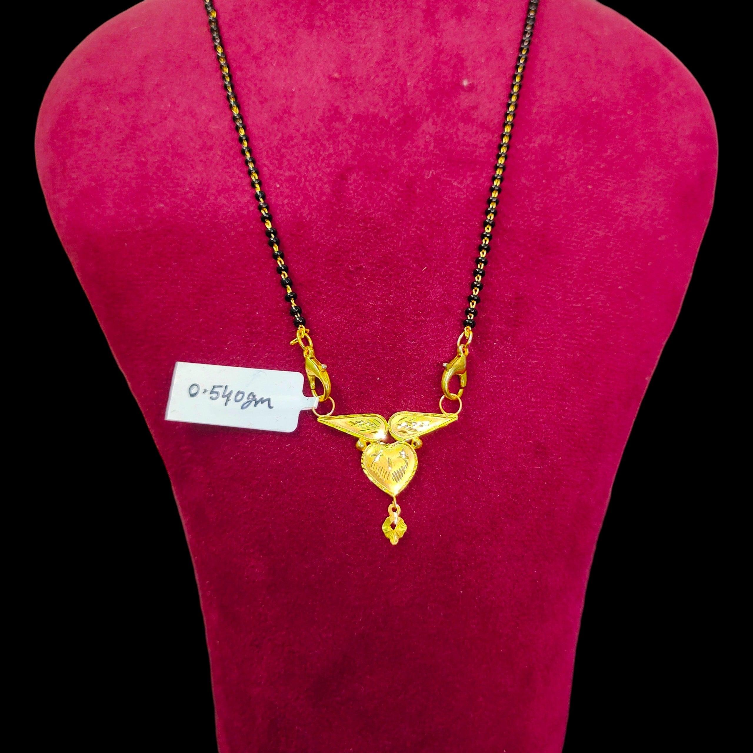 GOLD PENDANT- (WGT: 0.540 GM APPROX) BIS CERTIFIED HUID HALLMARK 375 9KT GOLD PENDANT FOR WOMEN 1 PIECE WITH FREE MANGALSUTRA & TASSEL.
