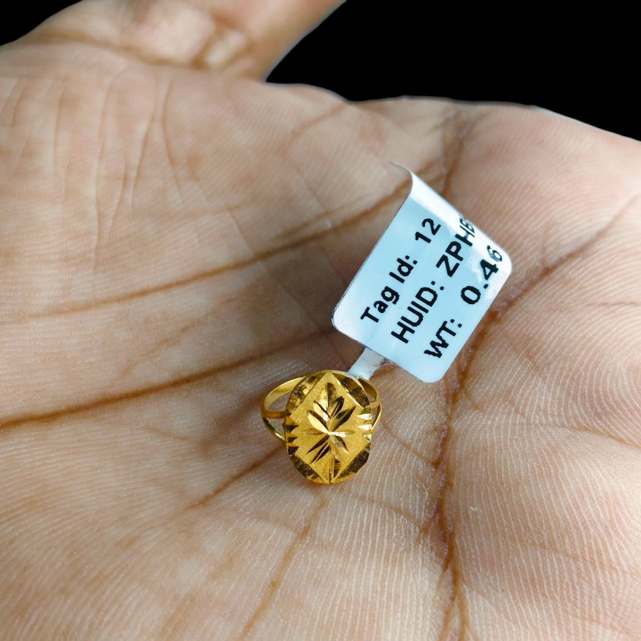 BABY JEWELLERY- TRJ WGT: 0.460 GM APPROX 22KT HUID HALLMARK GOLD BABY FINGER RING 1 PIECE FOR RICE CEREMONY & BIRTHDAY.
