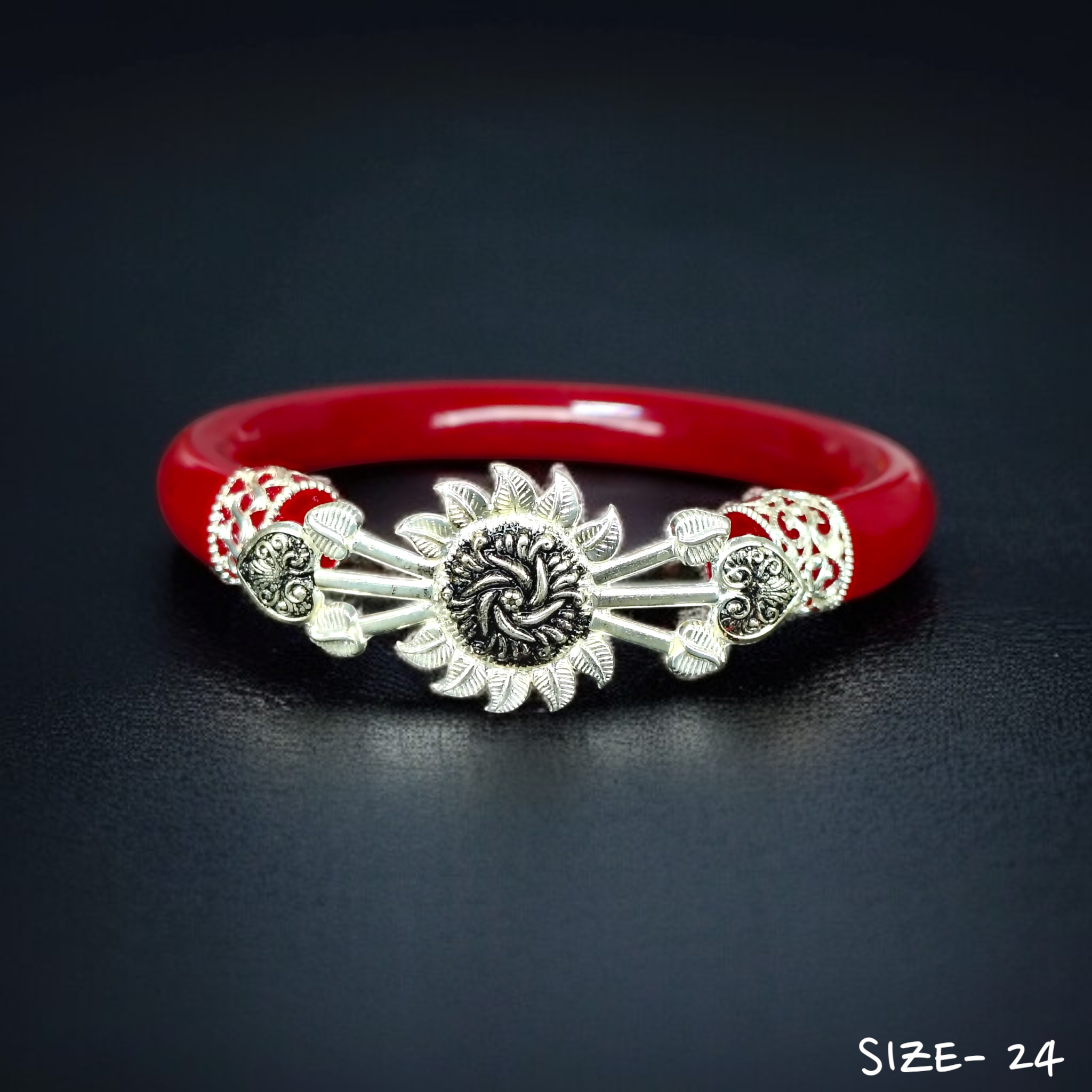 (SPB) (SIZE- 24) 925 ORIGINAL SILVER MUKH POLA BANGLES FOR WOMEN 1 PC - SOLD AS MRP BY RAJLAXMI.