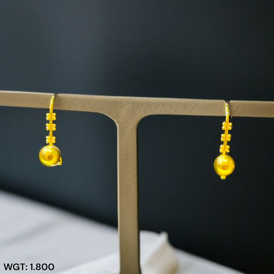 (GER22) BIS CERTIFIED WGT: 1.800 GM APPROX HUID HALLMARK 916 22KT GOLD SAFETIPIN EARRINGS 1 PAIR FOR WOMEN.