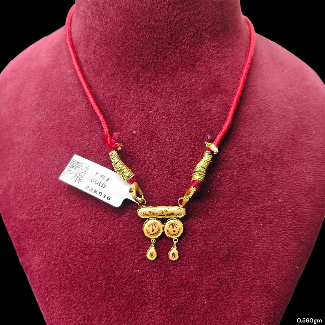 GOLD PENDANT- WGT: 0.560 GM APPROX 22KT HUID HALLMARK GOLD PENDANT MANGALSUTRA 1 PIECE WITH TASSEL.