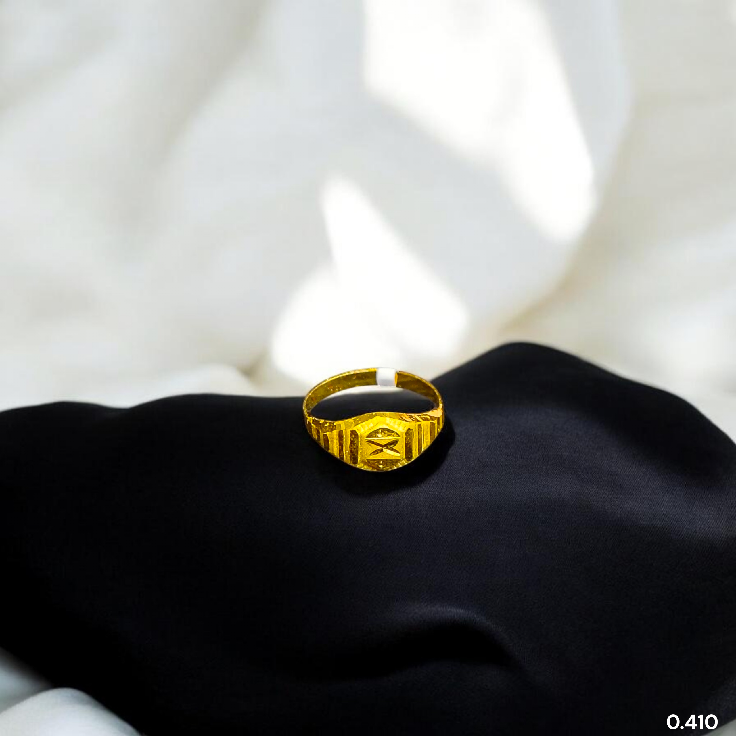 BABY JEWELLERY- TRJ WGT: 0.410 GM APPROX 375 9KT HUID HALLMARK GOLD BABY FINGER RING 1 PIECE FOR RICE CEREMONY & BIRTHDAY.