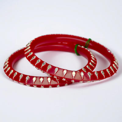 SAKHA POLA- RED LITE KANKAN DESIGN 995 ORIGINAL SILVER POLA BANGLES FOR WOMEN 1 PAIR - SOLD AS MRP BY RAJLAXMI.