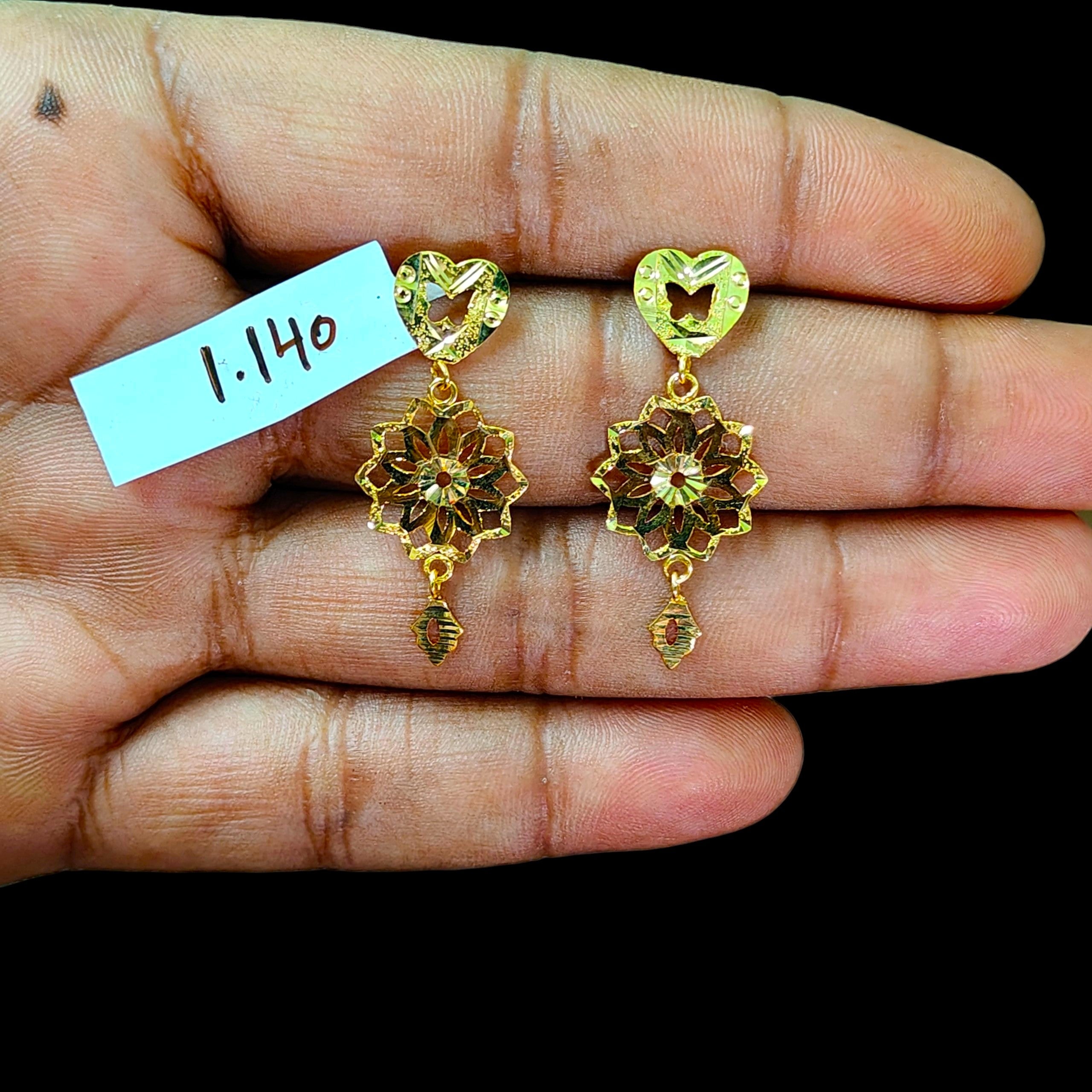 GOLD EARRINGS- (WGT: 1.140 GM APPROX) BIS CERTIFIED HUID HALLMARK 9KT GOLD EARRINGS 1 PAIR FOR WOMEN (BEST FOR GIFT IN MARRIAGE).