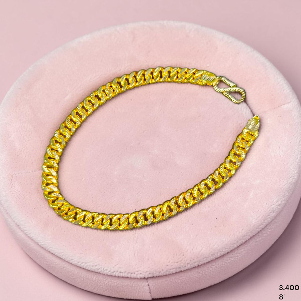 GOLD WRISLET- (I43SBH)-(SIZE 8")-(WGT: 3.400 GM APPROX) BIS CERTIFIED HUID HALLMARK 9KT GOLD WRISTLET (BRACELET) 1 PIECE FOR MEN.