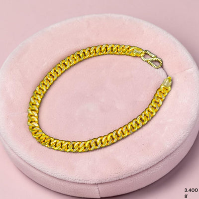 GOLD WRISLET- (I43SBH)-(SIZE 8")-(WGT: 3.400 GM APPROX) BIS CERTIFIED HUID HALLMARK 9KT GOLD WRISTLET (BRACELET) 1 PIECE FOR MEN.