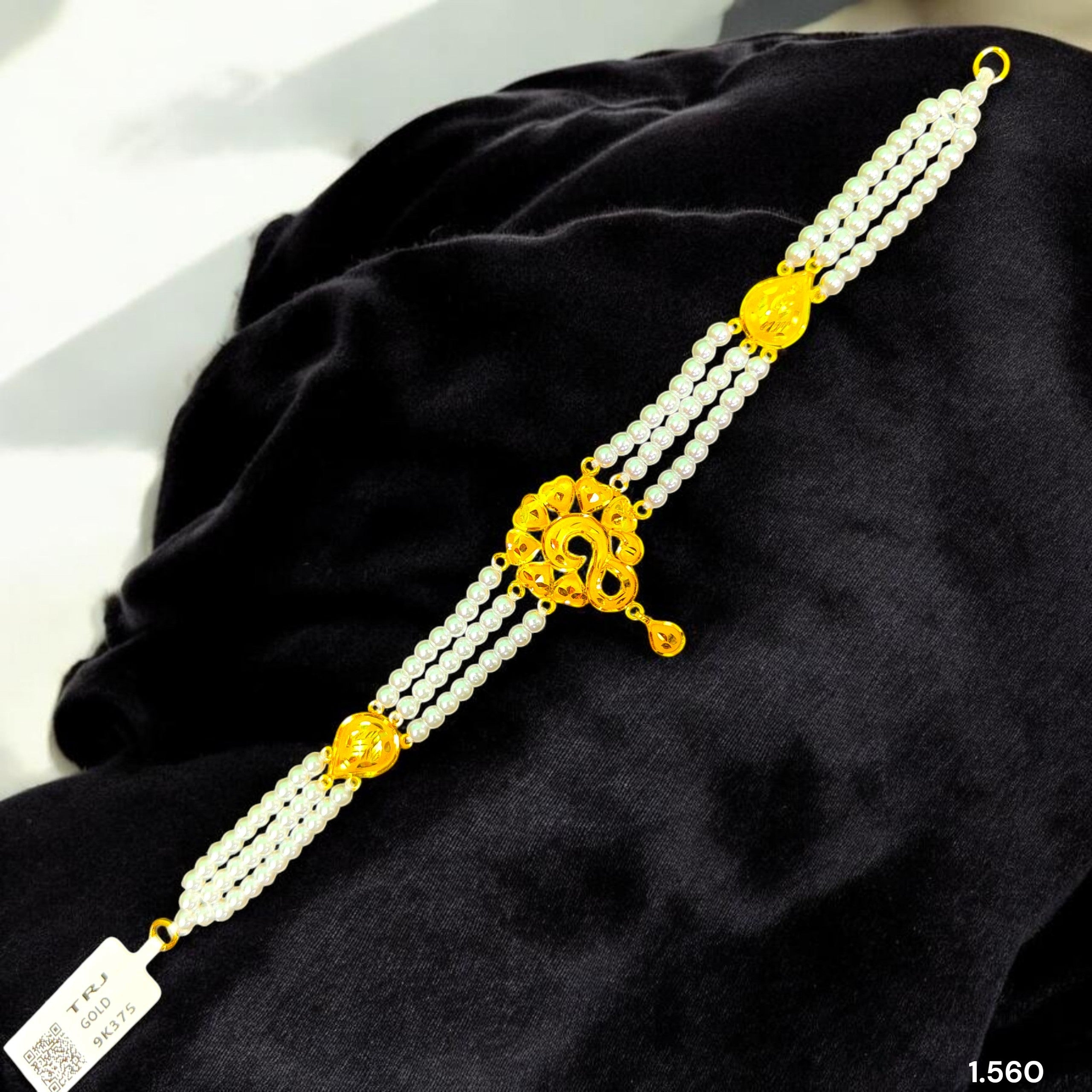 GOLD MOTI CHOKER- (WGT: 1.560 GM APPROX) BIS CERTIFIED HUID HALLMARK 375 9KT GOLD MOTI CHOKER 1 PIECE WITH ADJUSTABLE TASSEL FOR GIFT IN MARRIAGE.