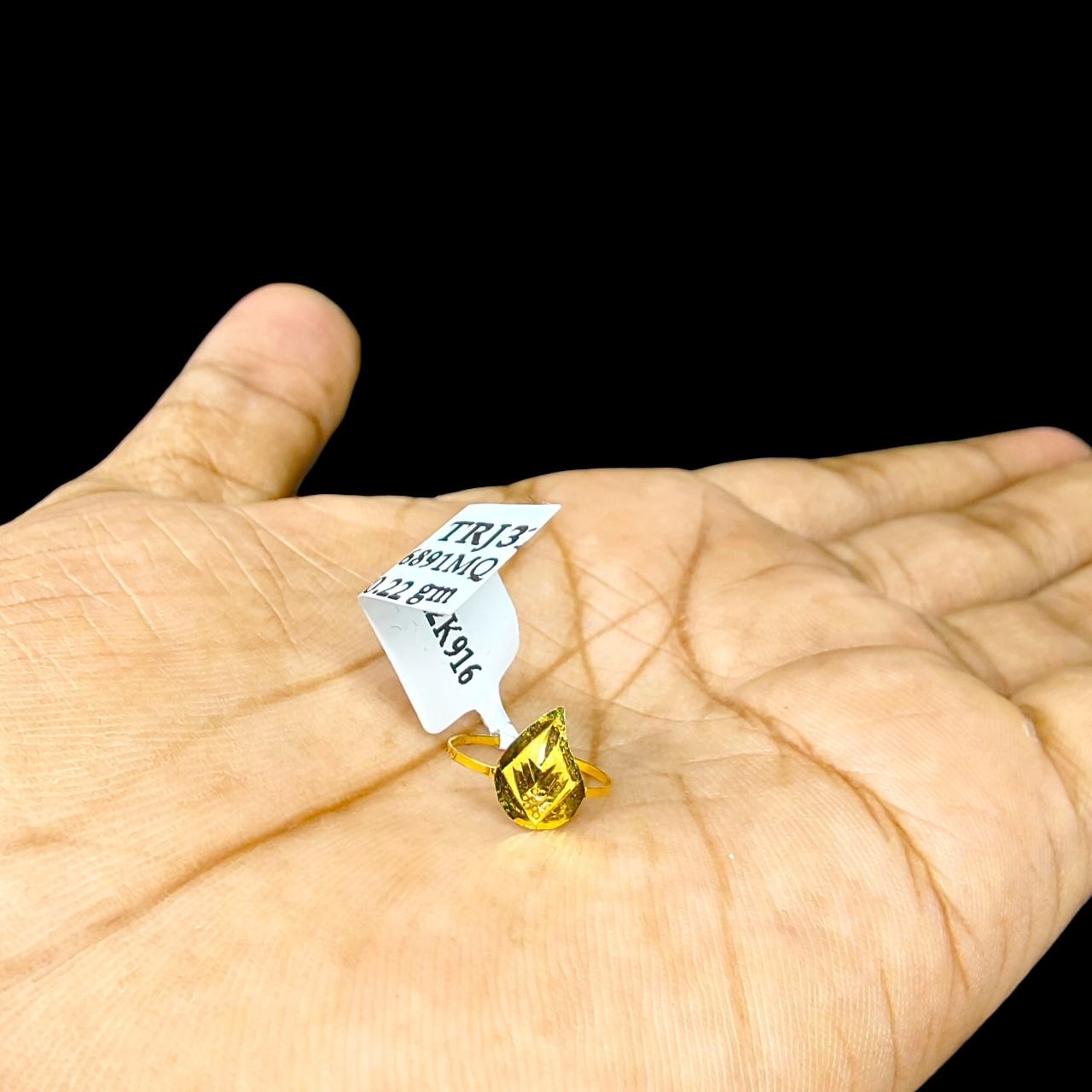 BABY JEWELLERY- TRJ WGT: 0.220 GM APPROX 22KT HUID HALLMARK GOLD BABY FINGER RING 1 PIECE FOR RICE CEREMONY & BIRTHDAY.