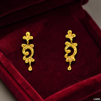 GOLD EARRINGS- (C7QFQR)-(HSJ9U2) (WGT: 1.400 GM APPROX) BIS CERTIFIED HUID HALLMARK 9KT GOLD EARRINGS 1 PAIR FOR WOMEN (BEST FOR GIFT IN MARRIAGE).