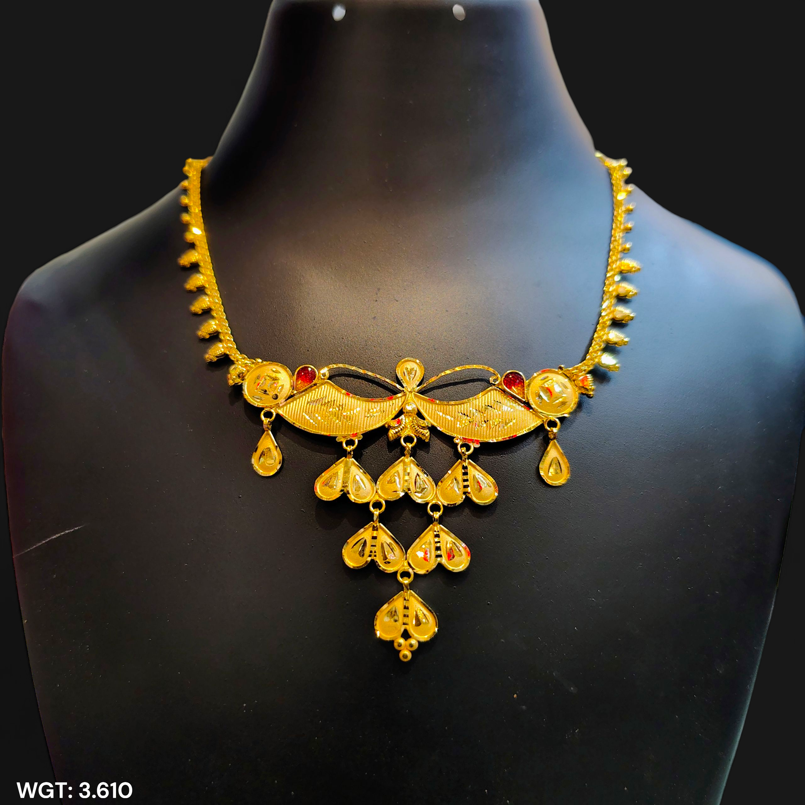 (GCN22) BIS CERTIFIED HUID HALLMARK 916 22KT GOLD NECKLACE CHOKER (APPROX WGT: 3.610 GM) 1 PIECE FOR WOMEN.