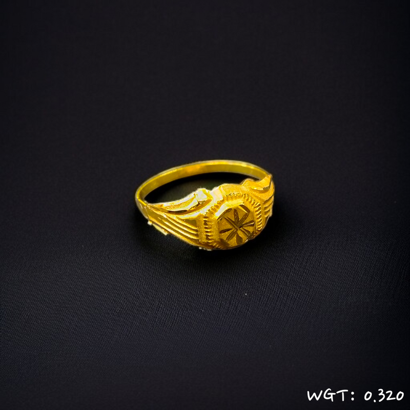 TRJ WGT: 0.320 GM APPROX KDM GOLD BABY FINGER RING 1 PIECE FOR RICE CEREMONY & BIRTHDAY.