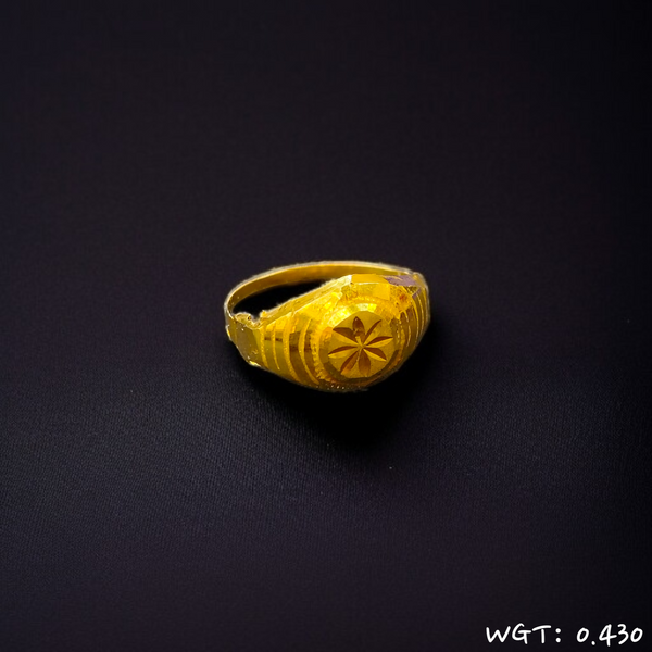 TRJ WGT: 0.430 GM APPROX KDM GOLD BABY FINGER RING 1 PIECE FOR RICE CEREMONY & BIRTHDAY.