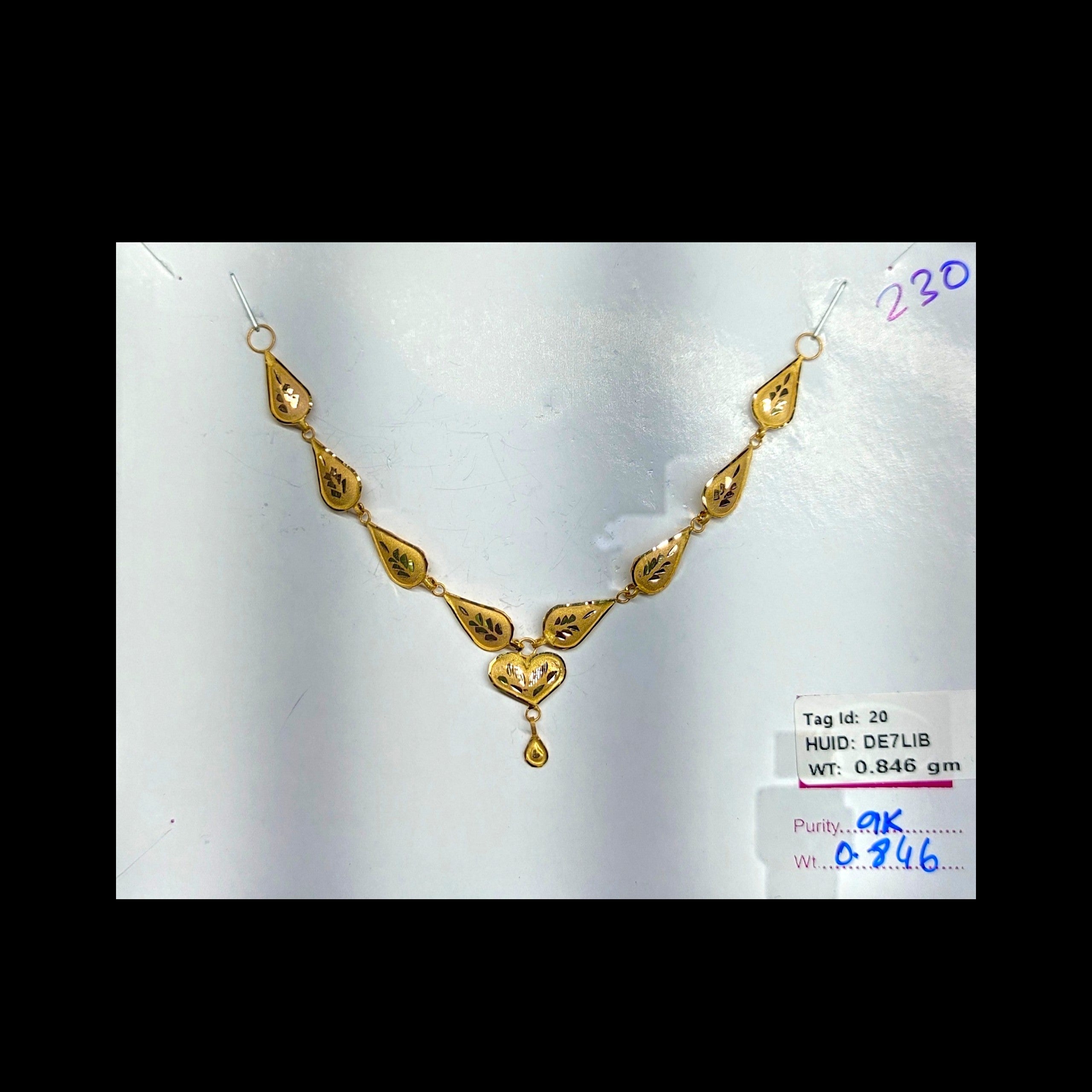 GOLD CHOKER NECKLACE-(WGT: 0.846 GM APPROX) BIS CERTIFIED HUID HALLMARK 9KT GOLD NECKLACE 1 PIECE FOR WOMEN.