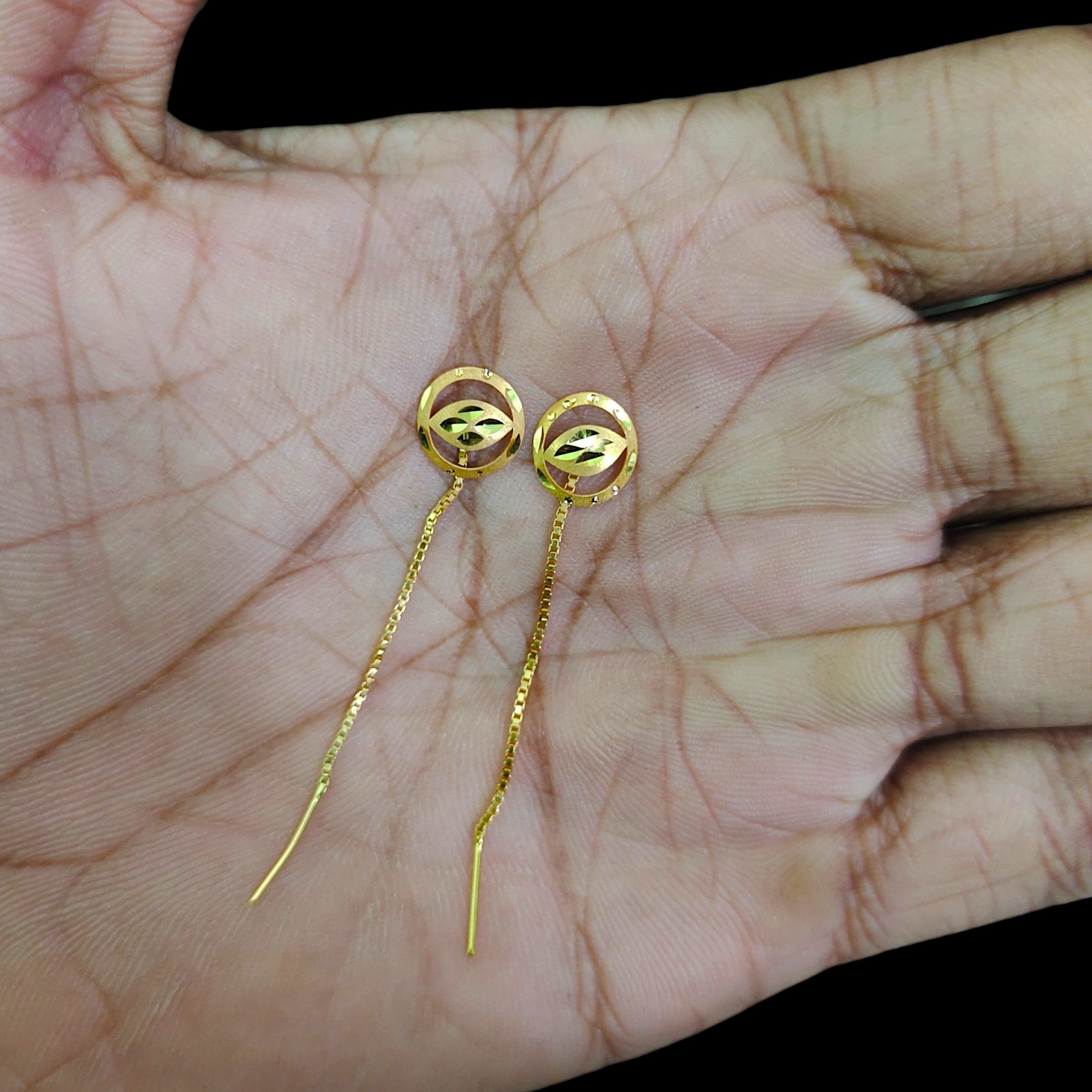 GOLD SUIDHAGA- (WGT: 0.530 GM APPROX) BIS CERTIFIED HUID HALLMARK 9KT GOLD SUIDHAGA EARRINGS (1 PAIR) FOR WOMEN.