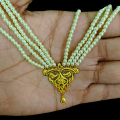 (GMH)- (LIM7RE) (WGT: 1.640 GM APPROX) BIS CERTIFIED HUID HALLMARK 9KT GOLD MOTI SITAHAR NECKLACE 1 PIECE WITH ADJUSTABLE TASSEL.