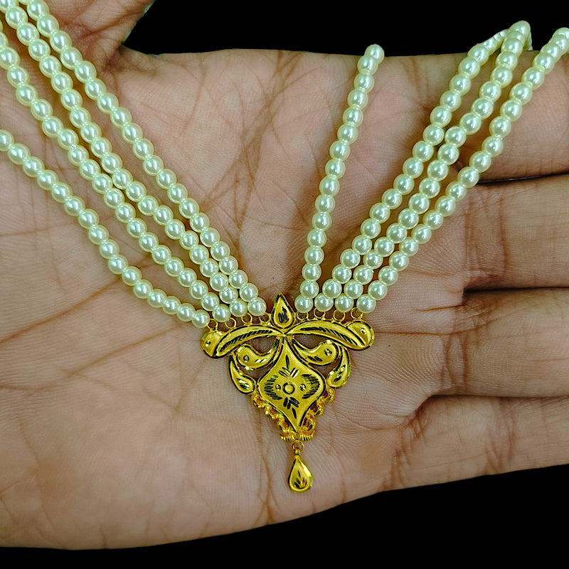 (GMH)- (LIM7RE) (WGT: 1.640 GM APPROX) BIS CERTIFIED HUID HALLMARK 9KT GOLD MOTI SITAHAR NECKLACE 1 PIECE WITH ADJUSTABLE TASSEL.