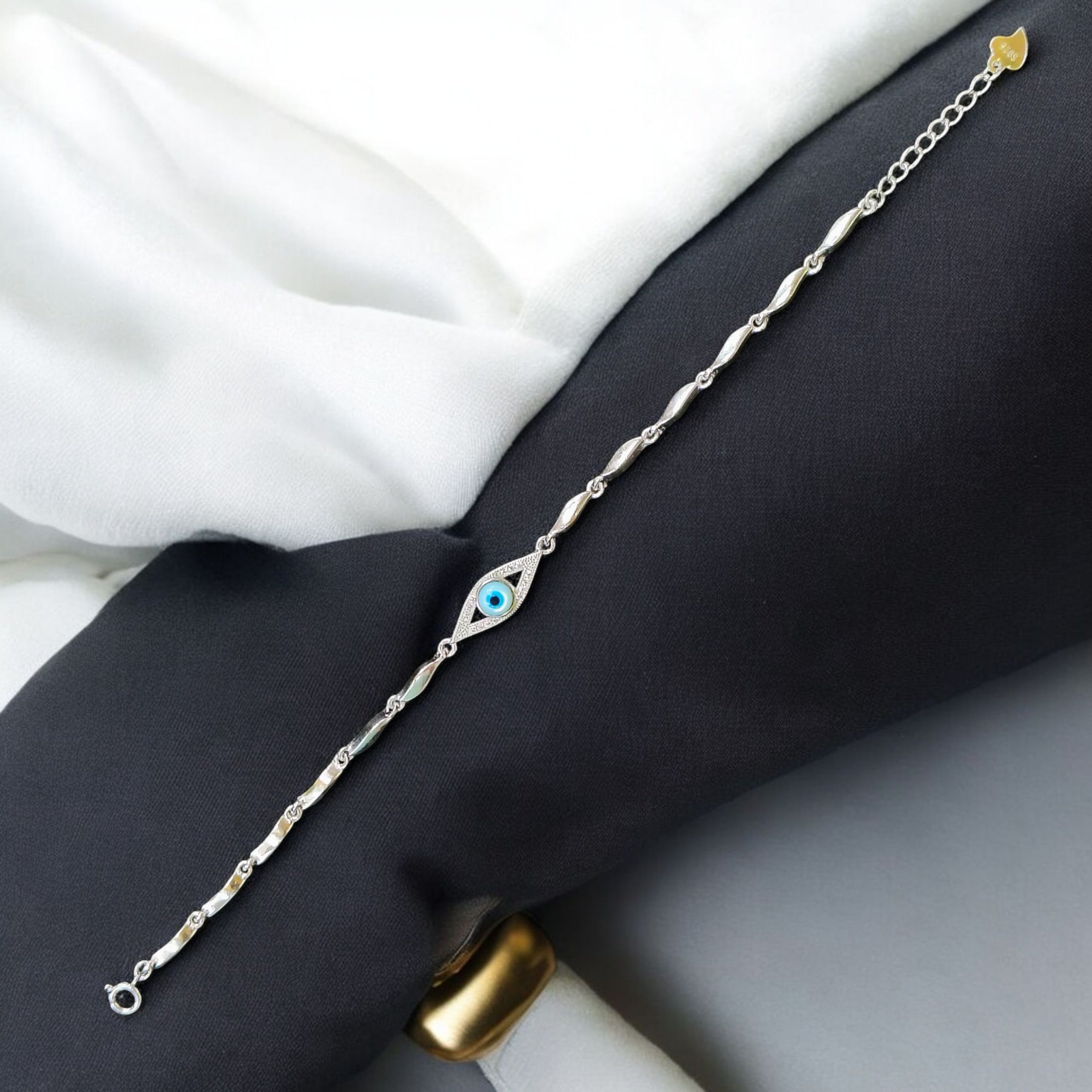 EVIL EYE BANKOK IMPORTED BIS CERTIFIED HALLMARK 925 SILVER BRACELET FOR WOMEN 1 PIECE- (ADJUSTABLE FREE SIZE) GET ANY DESIGN AS PER AVAILABLITY (SOLD ON MRP)