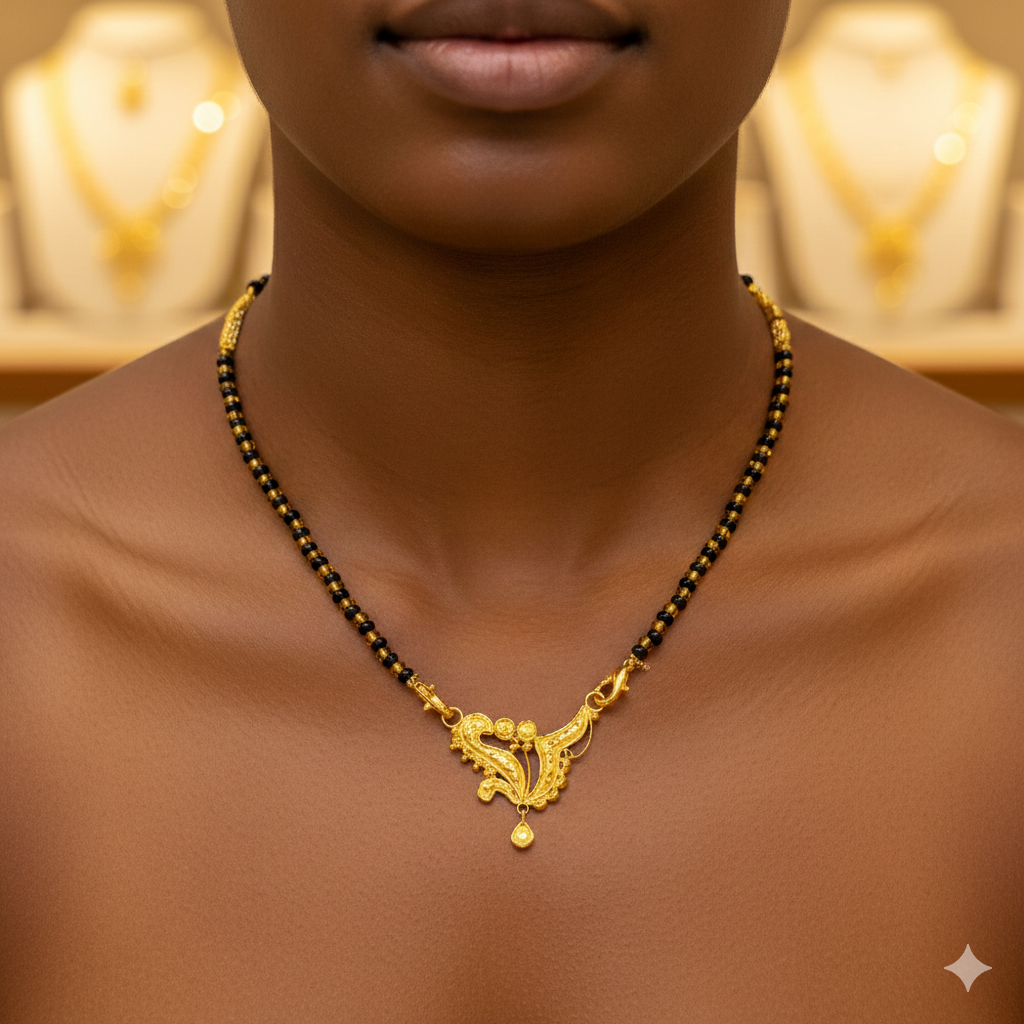 GOLD PENDANT- WGT: 0.820 GM APPROX 22KT HUID HALLMARK GOLD PENDANT MANGALSUTRA 1 PIECE WITH TASSEL.