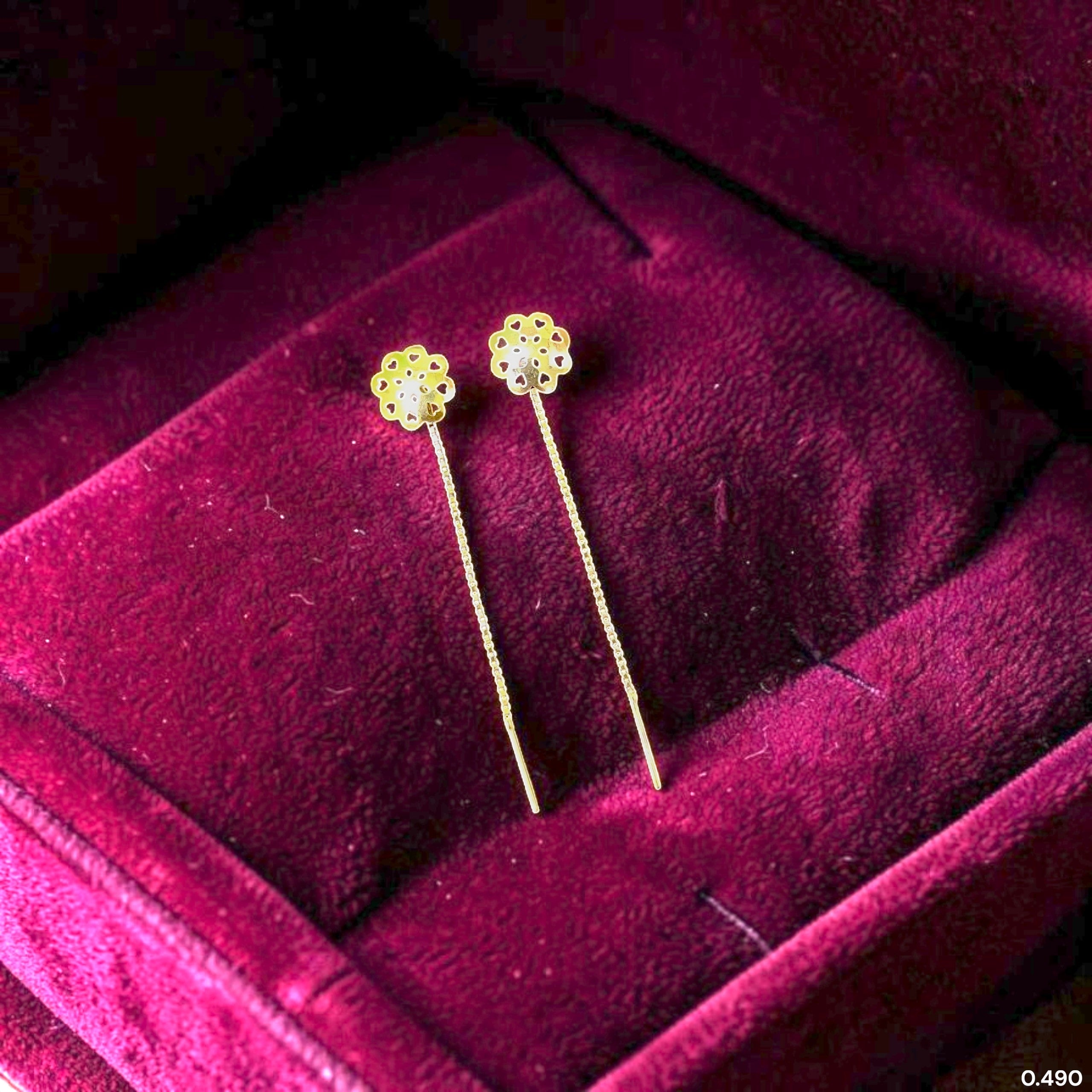 GOLD SUIDHAGA- (WGT: 0.490 GM APPROX) BIS CERTIFIED HUID HALLMARK 9KT GOLD SUIDHAGA EARRINGS (1 PAIR) FOR WOMEN.