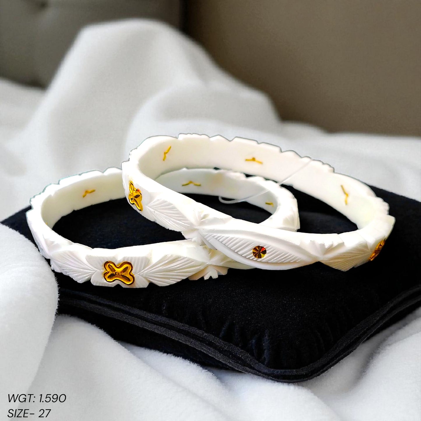 TRJ (SIZE: 27) WGT: 1.590 GM APPROX HUID HALLMARK 22KT GOLD SAKHA BANGLES 1 PAIR DESIGN FOR REGULAR USE.
