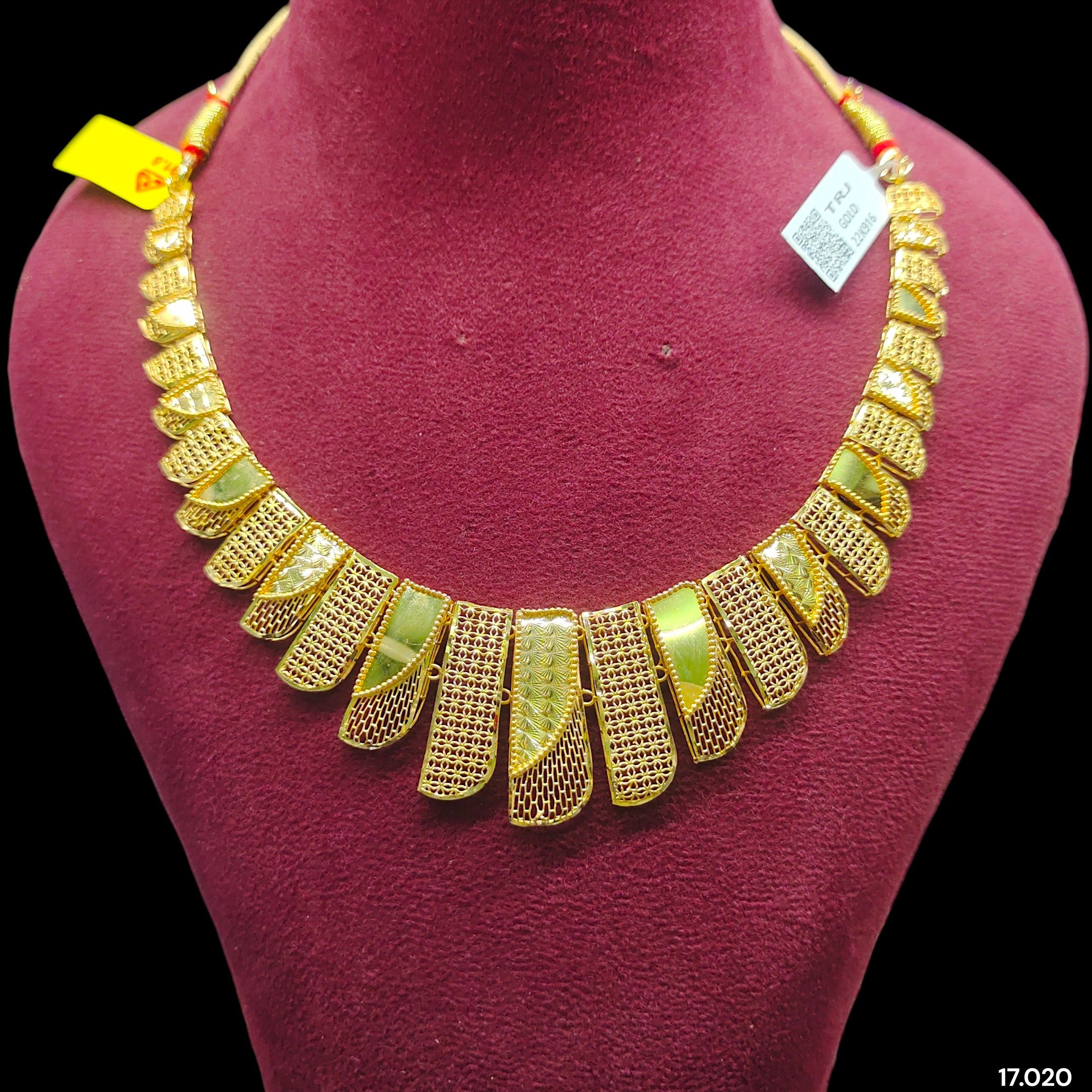 GCN22K- WGT: 17.020 BIS CERTIFIED HUID HALLMARK 916 22KT GOLD NECKLACE 1 PIECE WITH FREE ADJUSTABLE TASSEL FOR WOMEN.(5B879F)