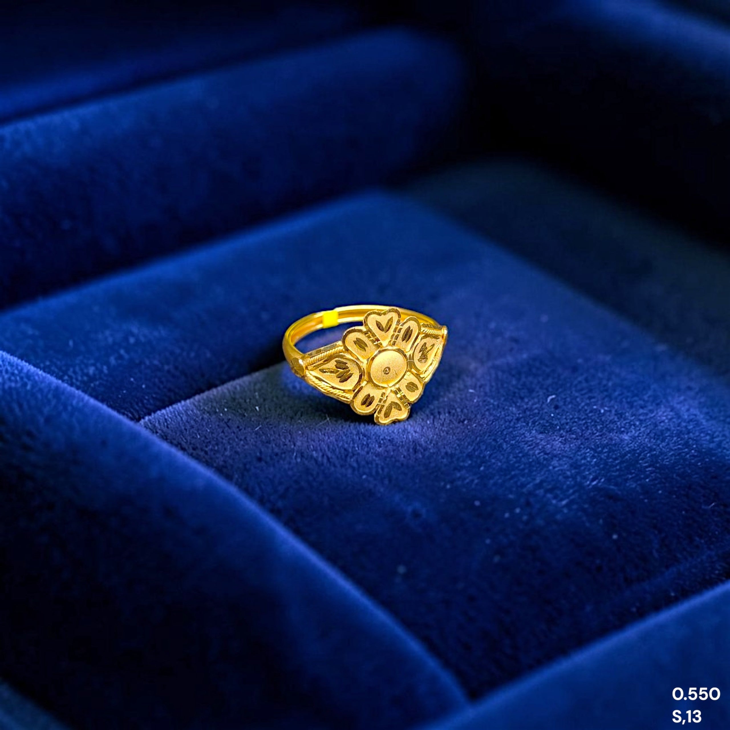 LADIES RING- (SIZE: 13) WGT: 0.550 GM APPROX BIS CERTIFIED HUID HALLMARK 9KT GOLD FINGER RING FOR WOMEN 1 PIECE. (KYTMBS)