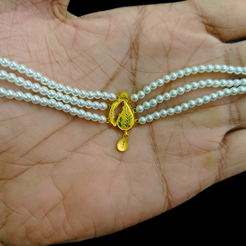 GMC22K- (RZCTGJ) (WGT: 0.750 GM APPROX) BIS HALLMARK CERTIFIED 916 22KT GOLD MOTI CHOKER 1 PIECE  WITH ADJUSTABLE TASSEL FOR GIFT IN MARRIAGE.