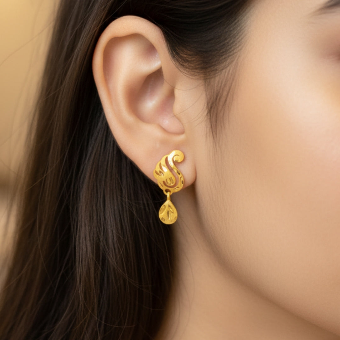 (GSE22) BIS CERTIFIED WGT: 0.500 GM APPROX HUID HALLMARK 916 22KT GOLD TOPS 1 PAIR FOR WOMEN.