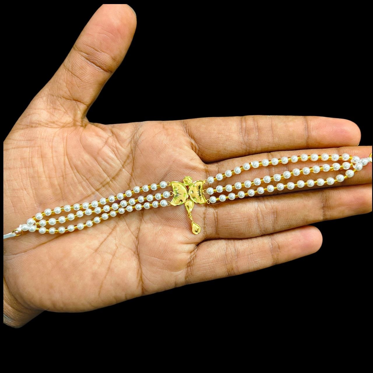 GOLD MOTI CHOKER- (WGT: 0.430 GM APPROX) BIS CERTIFIED HUID HALLMARK 375 9KT GOLD MOTI CHOKER 1 PIECE WITH ADJUSTABLE TASSEL FOR GIFT IN MARRIAGE.