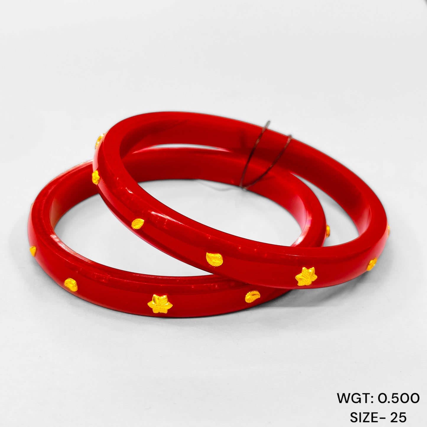 (GPP) TRJ (SIZE: 25) WGT: 0.500 GM APPROX 22KT HUID HALLMARK GOLD PASTING POLA BANGLES 1 PAIR (FULL BODY WORK).