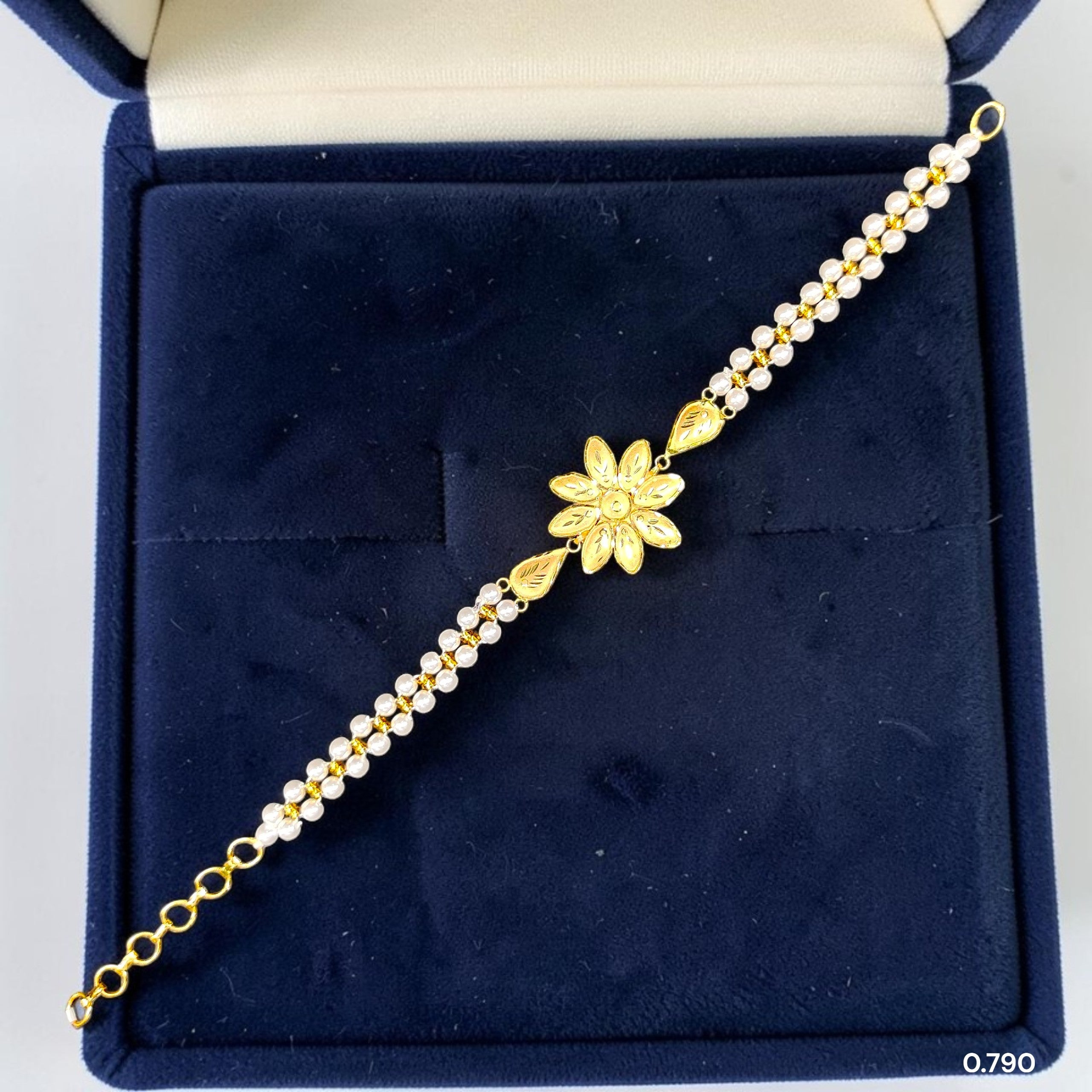 GOLD WRISTLET- (WGT: 0.790 GM APPROX) BIS CERTIFIED HUID HALLMARK 375 9KT GOLD WRISTLET (BRACELET) WITH MOTI CHAIN FOR WOMEN (ADJUSTABLE SIZE).