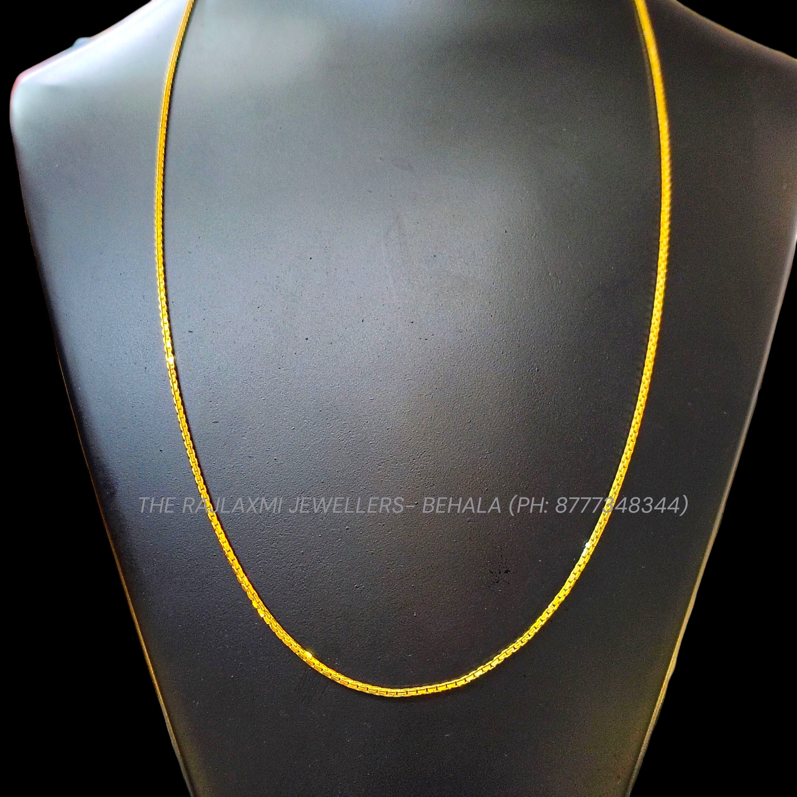 GCH- (FILLED BOX DESIGN) BIS CERTIFIED TRJ WGT: 4.180 GM APPROX HUID HALLMARK 22KT GOLD CHAIN (19 INCH) 1 PIECE FOR WOMEN.